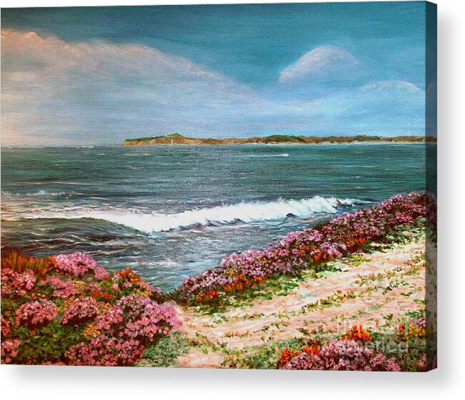 Ocean Acrylic Print featuring the painting Spring at Half Moon Bay by Dee Davis