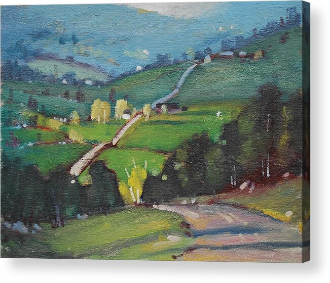 Berkshire Hills Paintings Acrylic Print featuring the painting Spring Is Here by Len Stomski