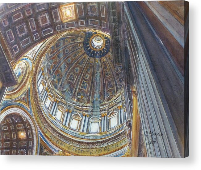 Christianity Acrylic Print featuring the painting St Peters Basilica by Henrieta Maneva
