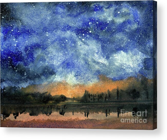 Lake Acrylic Print featuring the painting Starry Night Across Our Lake by Randy Sprout