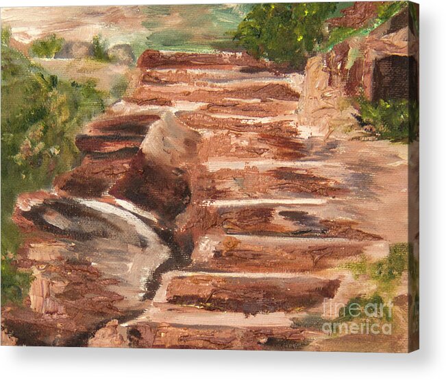 Landscape Acrylic Print featuring the painting Steps to Zion by Nila Jane Autry