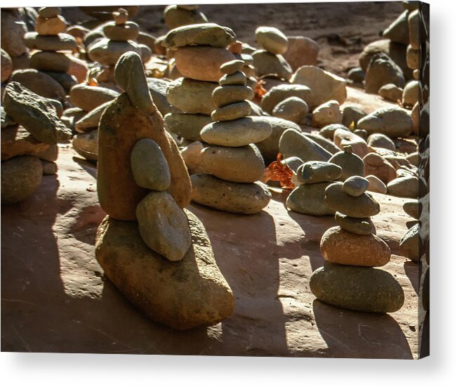 Stones Acrylic Print featuring the photograph Stone Cairns 7791-101717-1cr by Tam Ryan