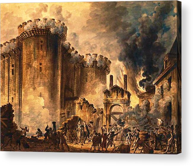 Storming Of The Bastille Acrylic Print featuring the painting Storming of the Bastille by Jean-Pierre Houel
