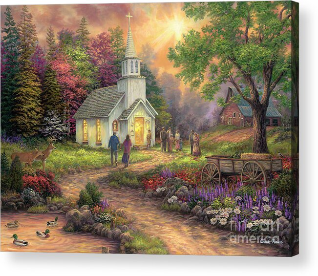 Church Art Acrylic Print featuring the painting Strength Along the Journey by Chuck Pinson