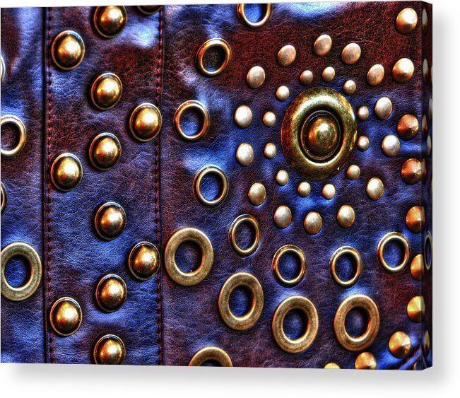 Hand-held Acrylic Print featuring the photograph Studs on Leather by Chris Anderson
