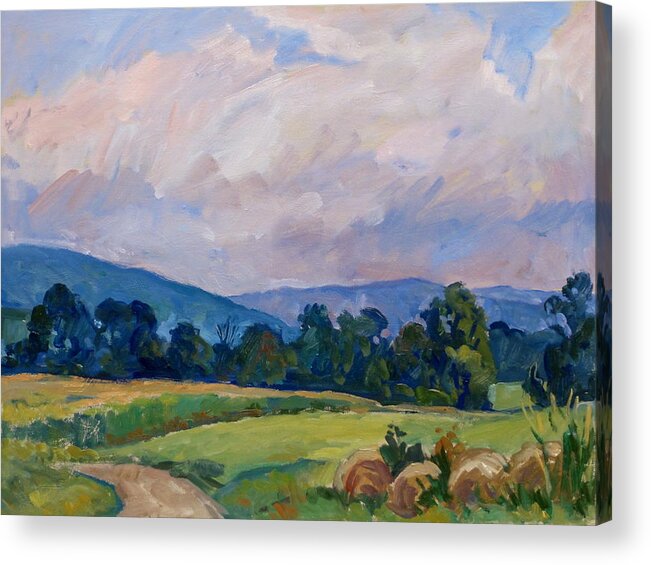 Oil Acrylic Print featuring the painting Summer Haze/Berkshires by Thor Wickstrom