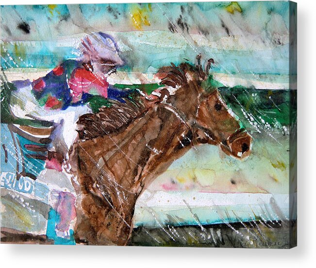 Horse Acrylic Print featuring the painting Summer Squall Horse Racing by Mindy Newman