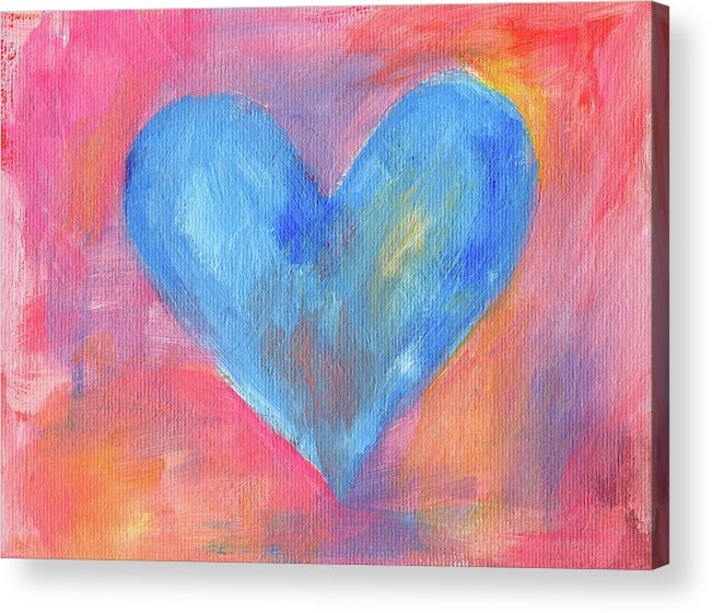 Summer Meadow Heart Shaped Canvas Painting 