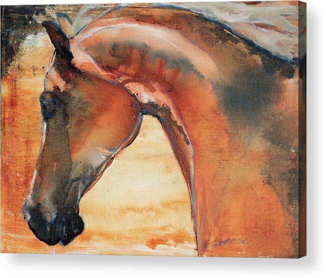 Horse Acrylic Print featuring the painting Sun Kissed Abrabian by Jani Freimann