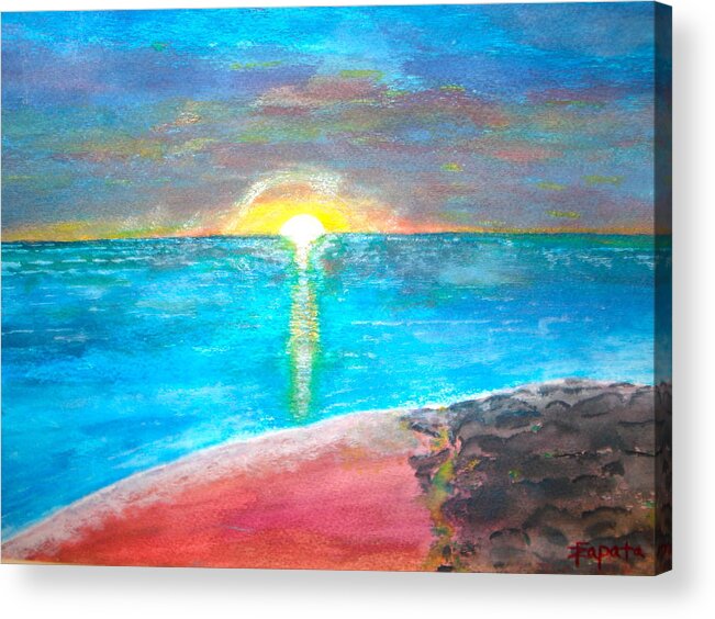 Landscape-sunset Acrylic Print featuring the painting Sunset-1 by Felix Zapata