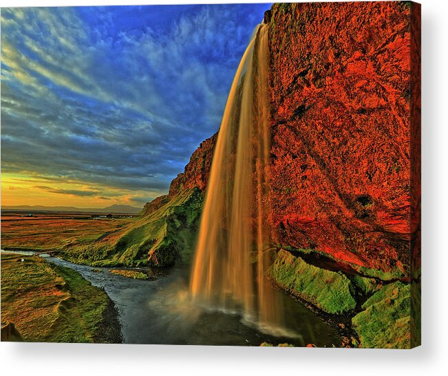 Foss Acrylic Print featuring the photograph Sunset at the Falls by Scott Mahon