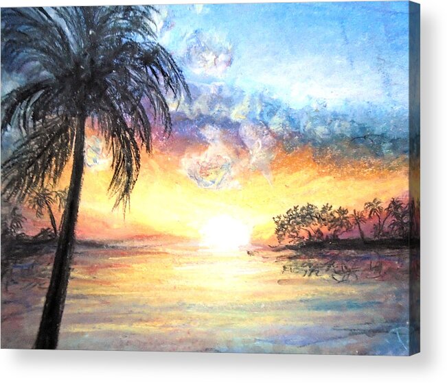 Palm Acrylic Print featuring the pastel Sunset Exotics by Jen Shearer