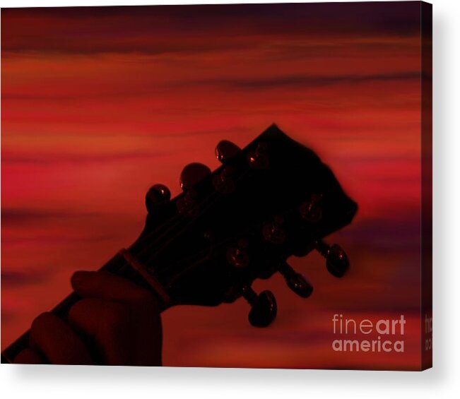 Abstract Landscapes Acrylic Print featuring the mixed media Sunset Serenade by Roxy Riou