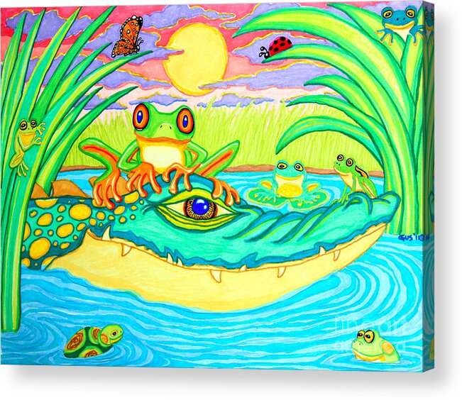 Frog Acrylic Print featuring the drawing Swamp Life by Nick Gustafson