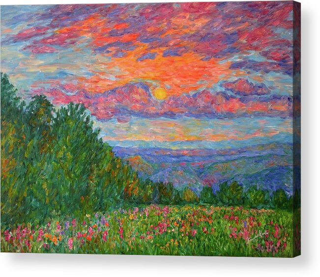 Landscapes For Sale Acrylic Print featuring the painting Sweet Pea Morning on the Blue Ridge by Kendall Kessler