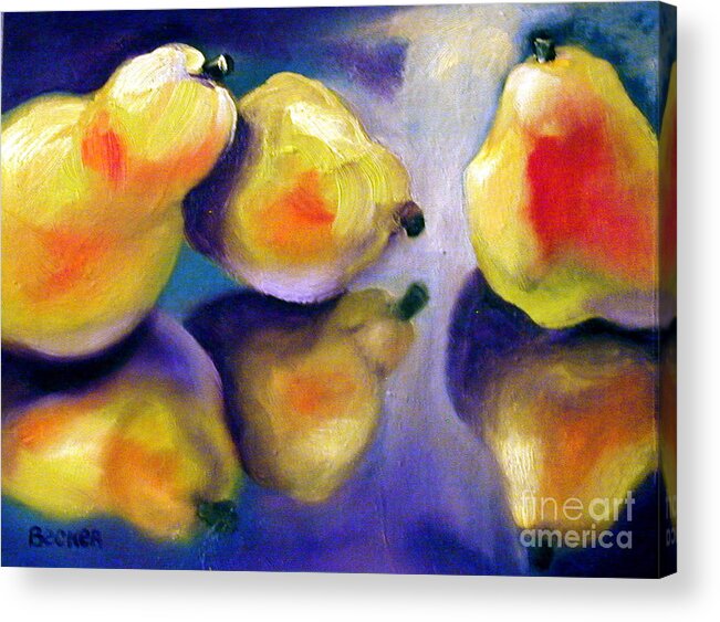 Pears Acrylic Print featuring the painting Sweet Reflection by Susan A Becker