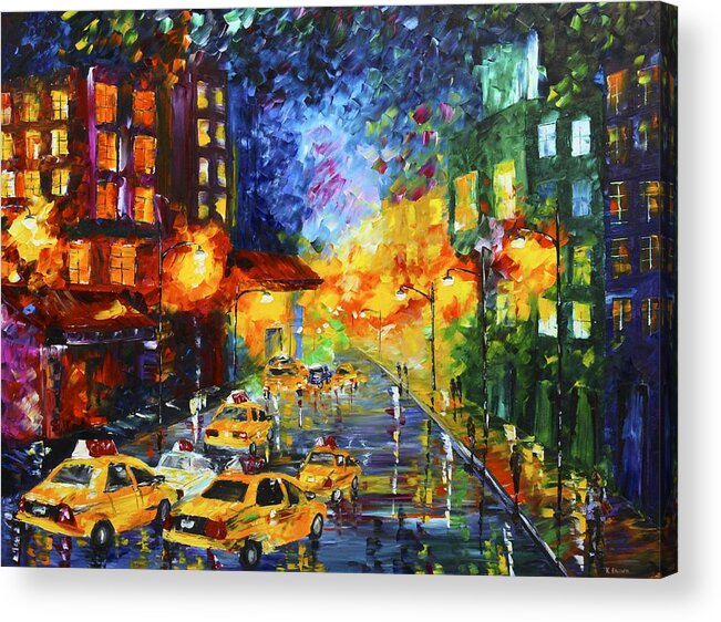 City Paintings Acrylic Print featuring the painting Taxi Cabs by Kevin Brown