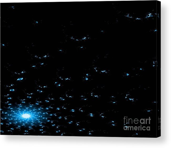 Fractal Acrylic Print featuring the digital art Teal Spiral Nebula by Corinne Elizabeth Cowherd