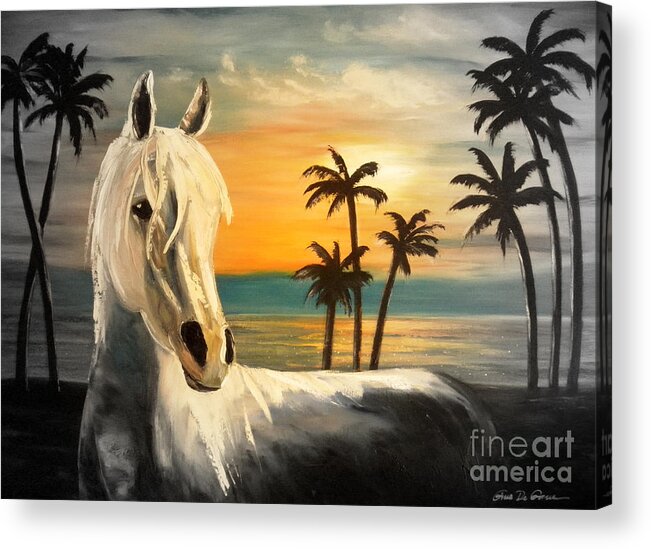 Horse Acrylic Print featuring the painting Tell Me by Gina De Gorna
