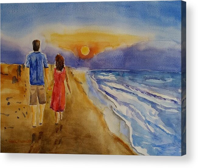Walking Together Acrylic Print featuring the painting Thank you love by Geeta Yerra