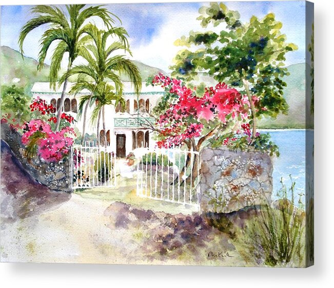 Caribbean Acrylic Print featuring the painting The Beach House by Diane Kirk