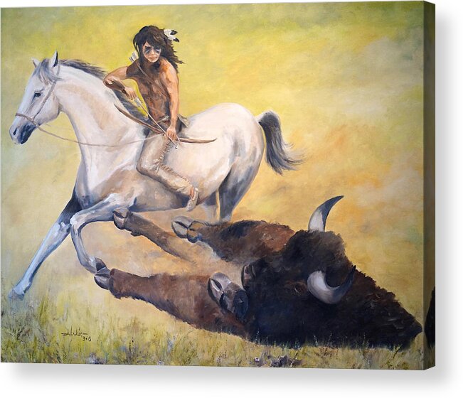 Buffalo Acrylic Print featuring the painting The Blessing by Alan Lakin