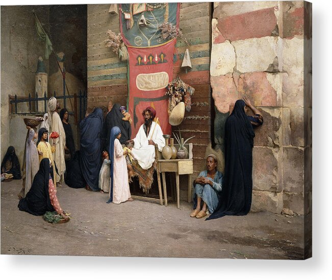 The Healer Acrylic Print featuring the painting The Healer, 1891 by Ludwig Deutsch