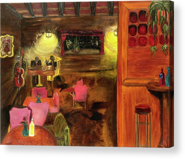 Musicians Acrylic Print featuring the painting The Jazz Club by Anitra Handey-Boyt