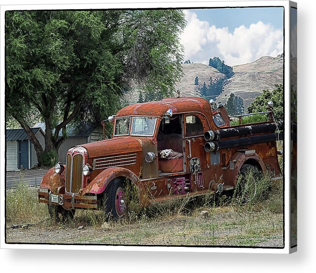 Vintage Acrylic Print featuring the photograph The Old Fire Truck by Lynn Wohlers