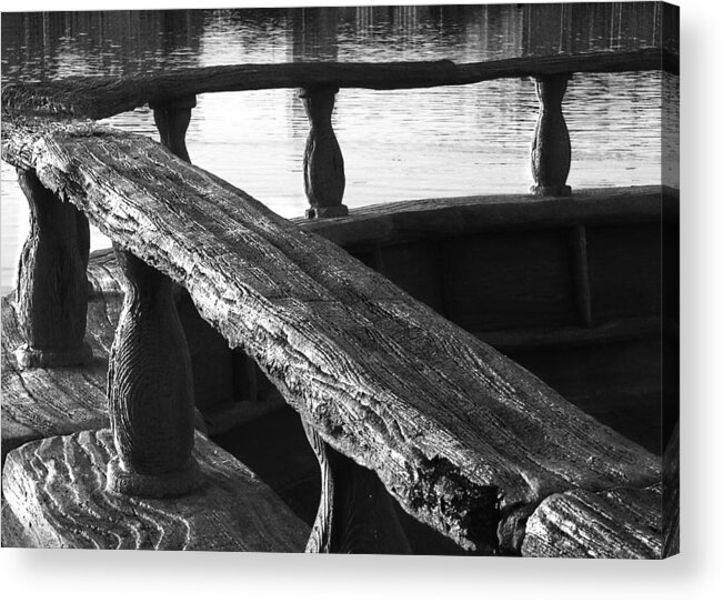 Black Acrylic Print featuring the photograph The Old Ships Rail by Ken Krolikowski