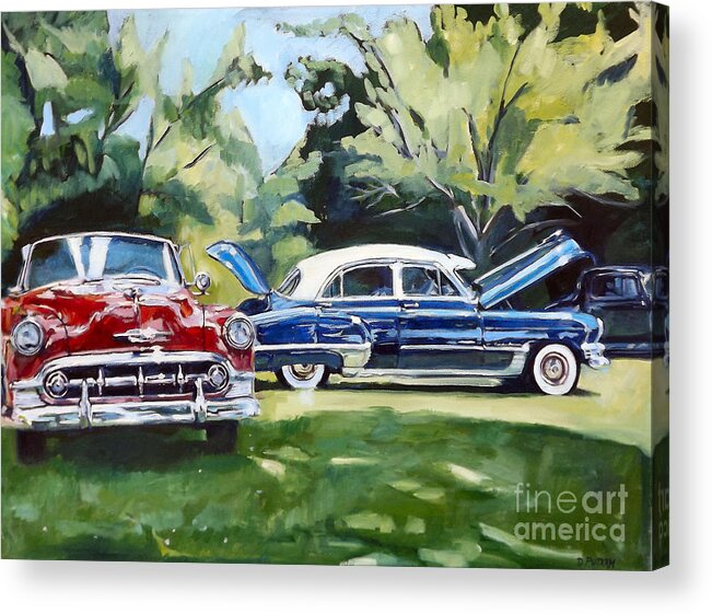 Autos Acrylic Print featuring the painting The Red, White and Blue by Deb Putnam