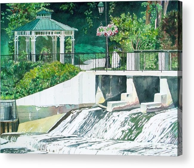 Dam Acrylic Print featuring the painting The Rockford Dam by LeAnne Sowa