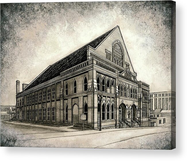 Architecture Acrylic Print featuring the drawing The Ryman by Janet King