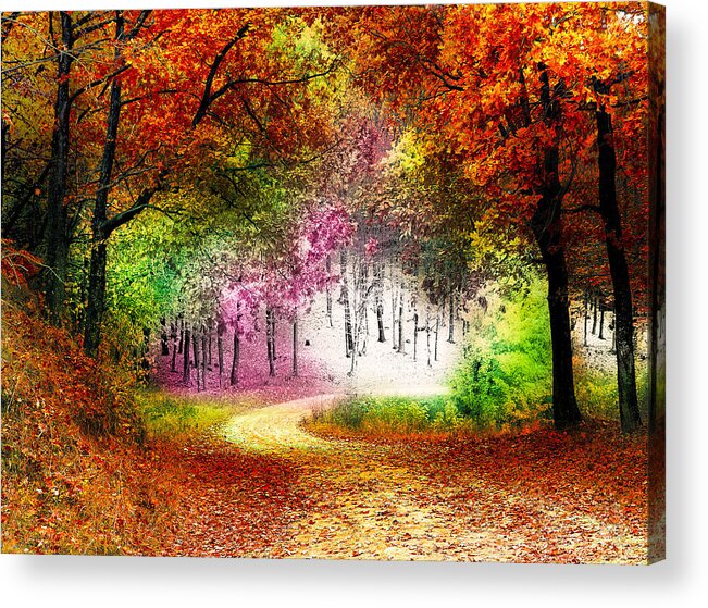 Autumn Leaves Acrylic Print featuring the digital art The season by Hidemitsu Irei
