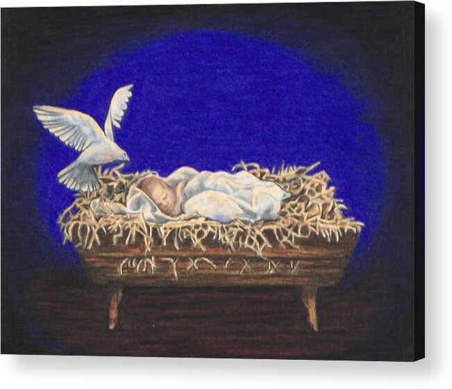 Dove Acrylic Print featuring the drawing The Spirit of Peace by Laurie Tietjen