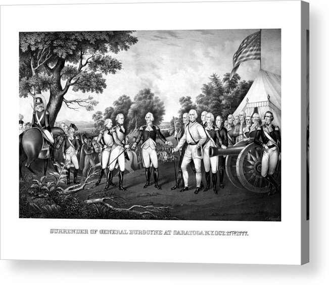 Revolutionary War Acrylic Print featuring the painting The Surrender of General Burgoyne by War Is Hell Store