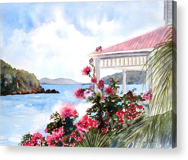 Caribbean Acrylic Print featuring the painting The Veranda by Diane Kirk