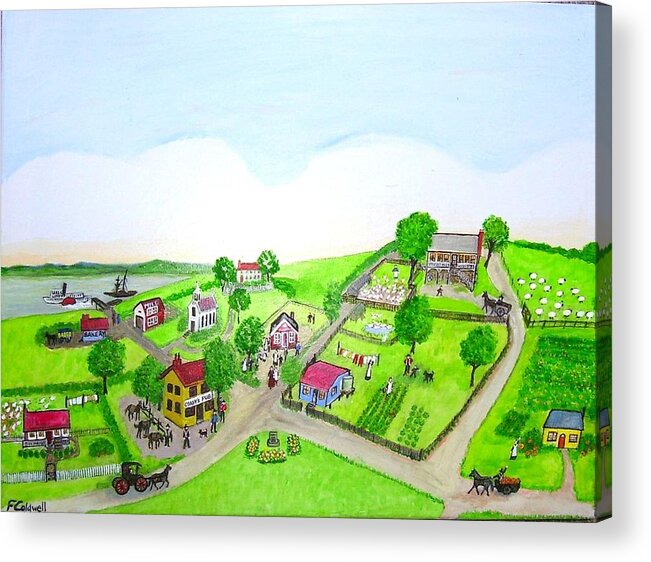 Australia Acrylic Print featuring the painting The Village - Colonial style art by Fran Caldwell