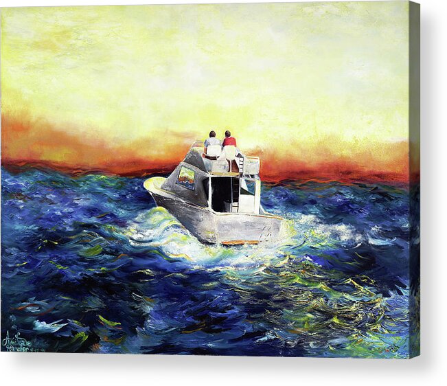 Seascape Acrylic Print featuring the painting The Voyage by Anitra Handley-Boyt