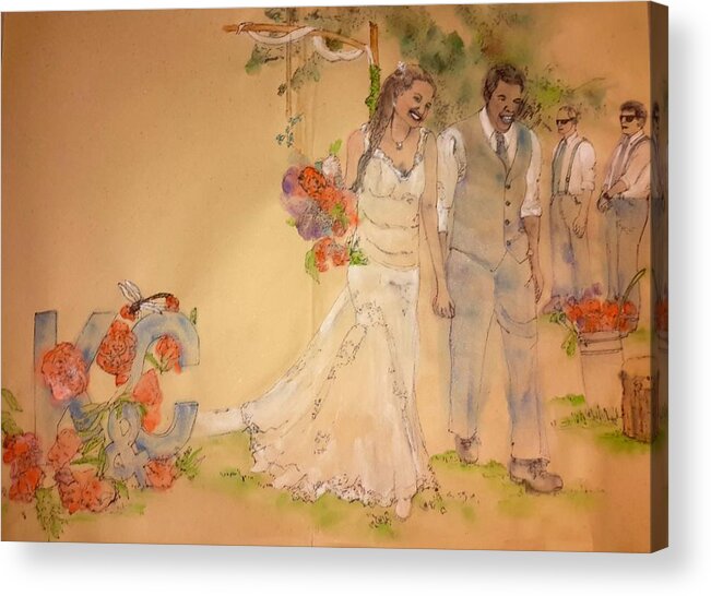 Wedding. Summer Acrylic Print featuring the painting The Wedding Album by Debbi Saccomanno Chan