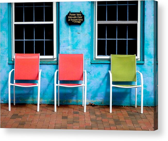 Portsmouth Acrylic Print featuring the photograph Three Chairs and Two Windows by Nancy De Flon