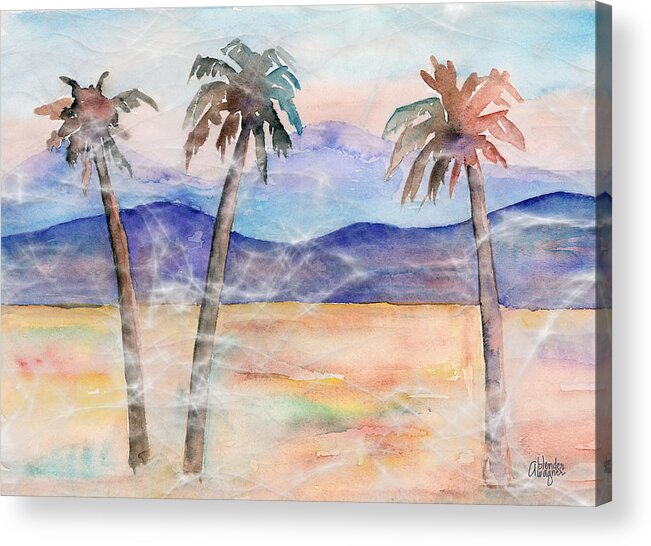 Palm Acrylic Print featuring the painting Three Palms by Arline Wagner