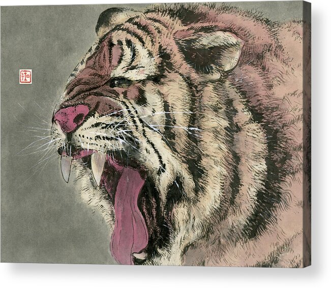 Tiger Acrylic Print featuring the painting Tiger - 11 by River Han