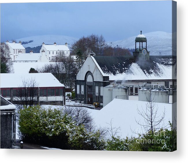 Tormore Distillery Acrylic Print featuring the photograph Tormore Distillery and Houses by Phil Banks