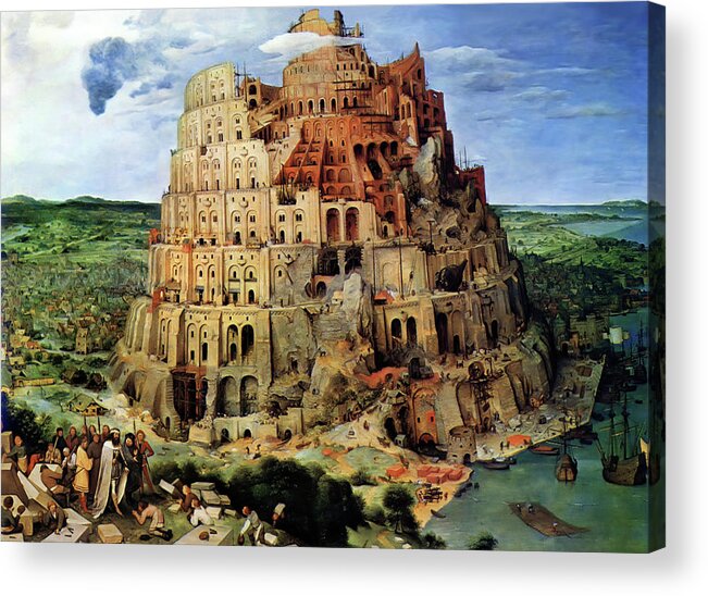 Bruegel Tower Of Babel Acrylic Print featuring the painting Tower Of Babel by Pieter Bruegel