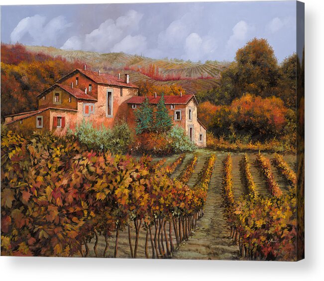 Wine Acrylic Print featuring the painting nelle vigne di Montalcino by Guido Borelli