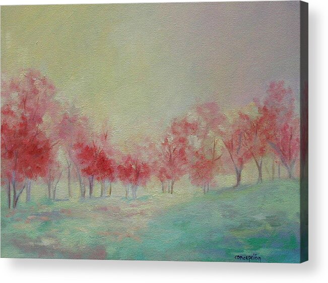 Impressionist Trees Acrylic Print featuring the painting Treeline by Ginger Concepcion