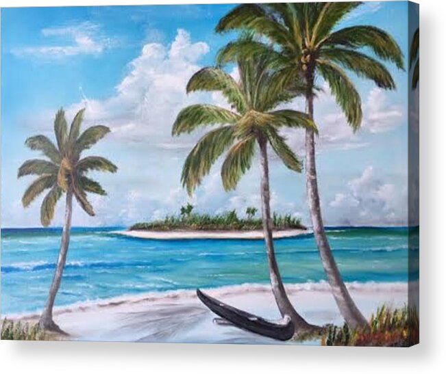 Tropical Island Acrylic Print featuring the painting Tropical Island by Lloyd Dobson
