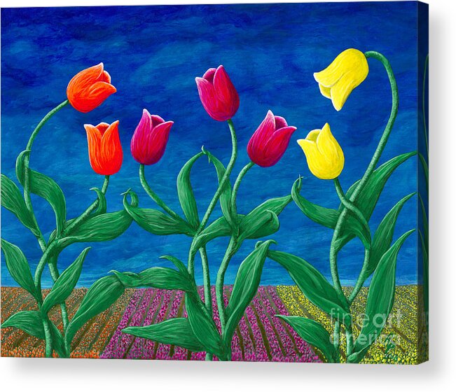 Tulip Acrylic Print featuring the painting Tulip Tango by Rebecca Parker