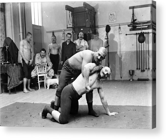 1904 Acrylic Print featuring the photograph Turkish wrestlers 1904 by Vincent Monozlay